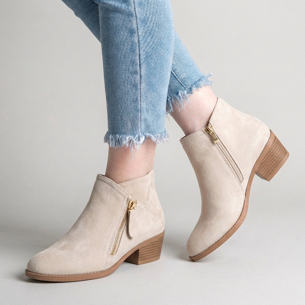 Women's Orthopaedic Side-Zip Heeled Ankle Boots Cushioned
