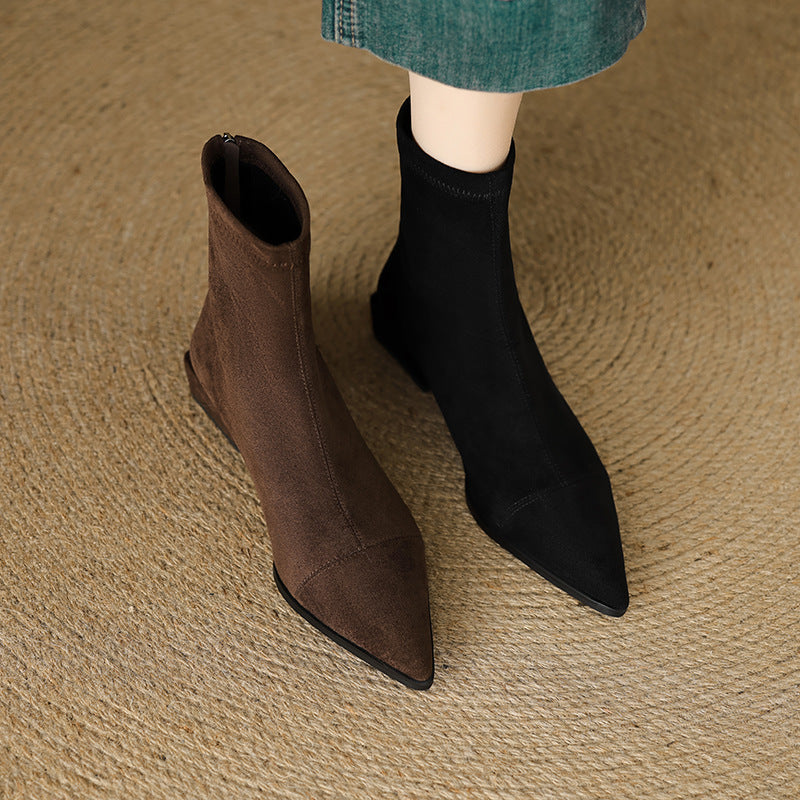 Women's Pointed-Toe Heeled Ankle Boots Cushioned