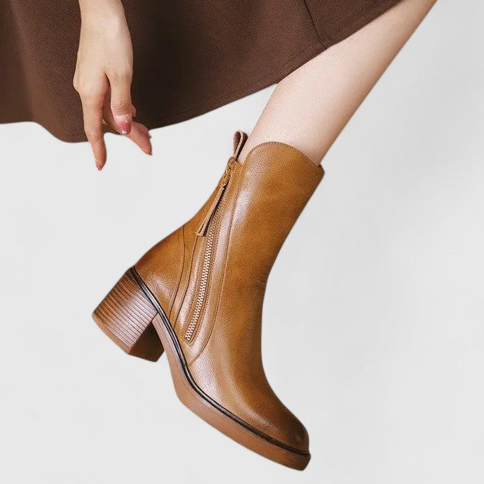 Women's Faux Leather Heeled Ankle Boots