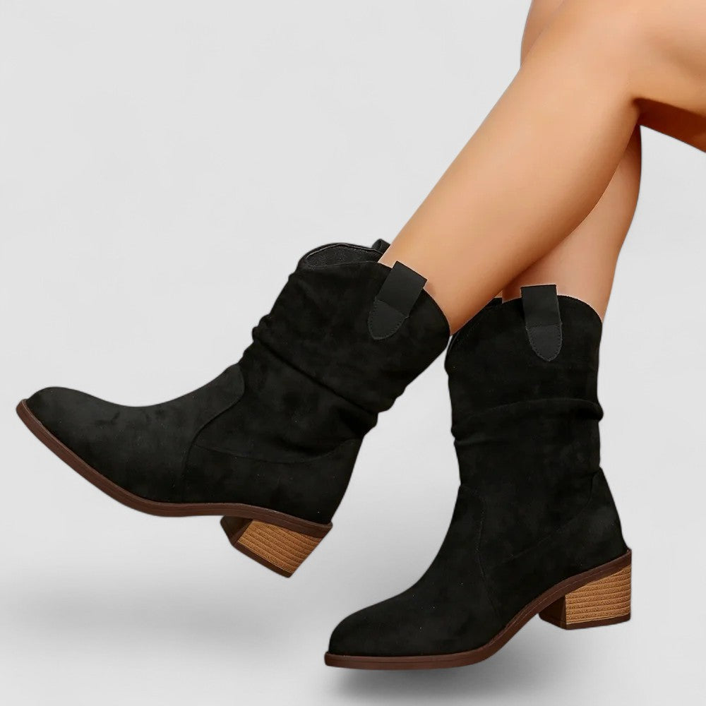 Women's Suede Cowboy Ankle Boots