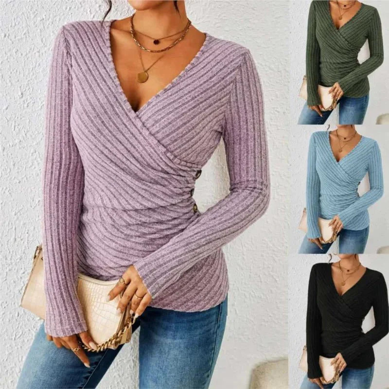 Women's V-Neck Long-Sleeve Top