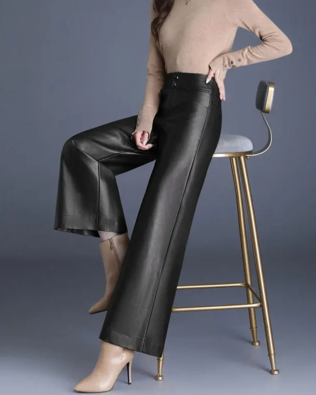 Women's High-Rise Flowing Wide-Leg Trousers