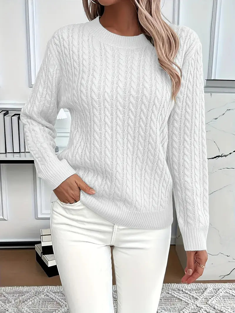 Women's Cable Knit Jumper Relaxed-Fit