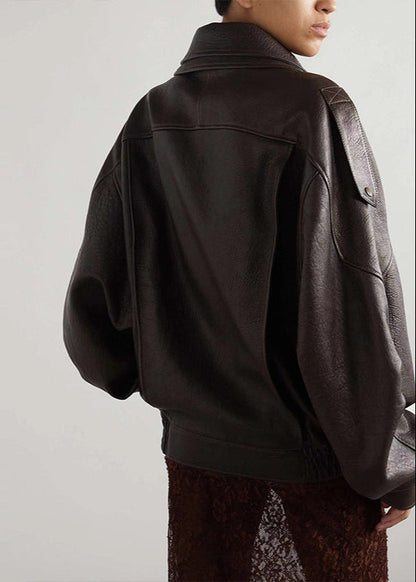 Women's Oversized Leather Bomber Jacket