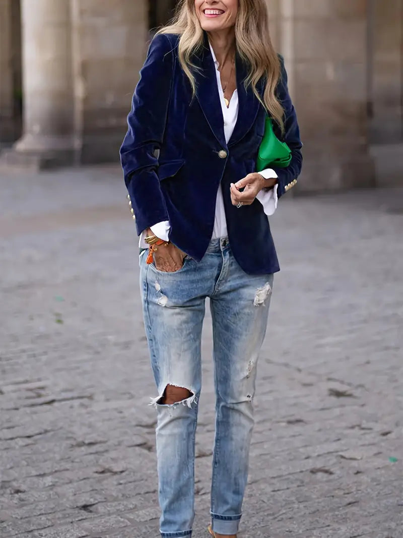 Women's Single-Button Closure Work Blazer