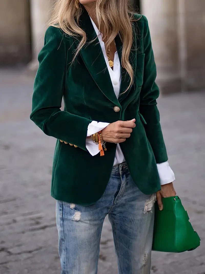 Women's Single-Button Closure Work Blazer