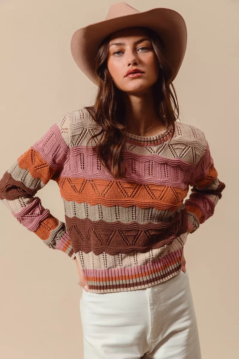 Women's Striped Knitted Jumper Relaxed-Fit