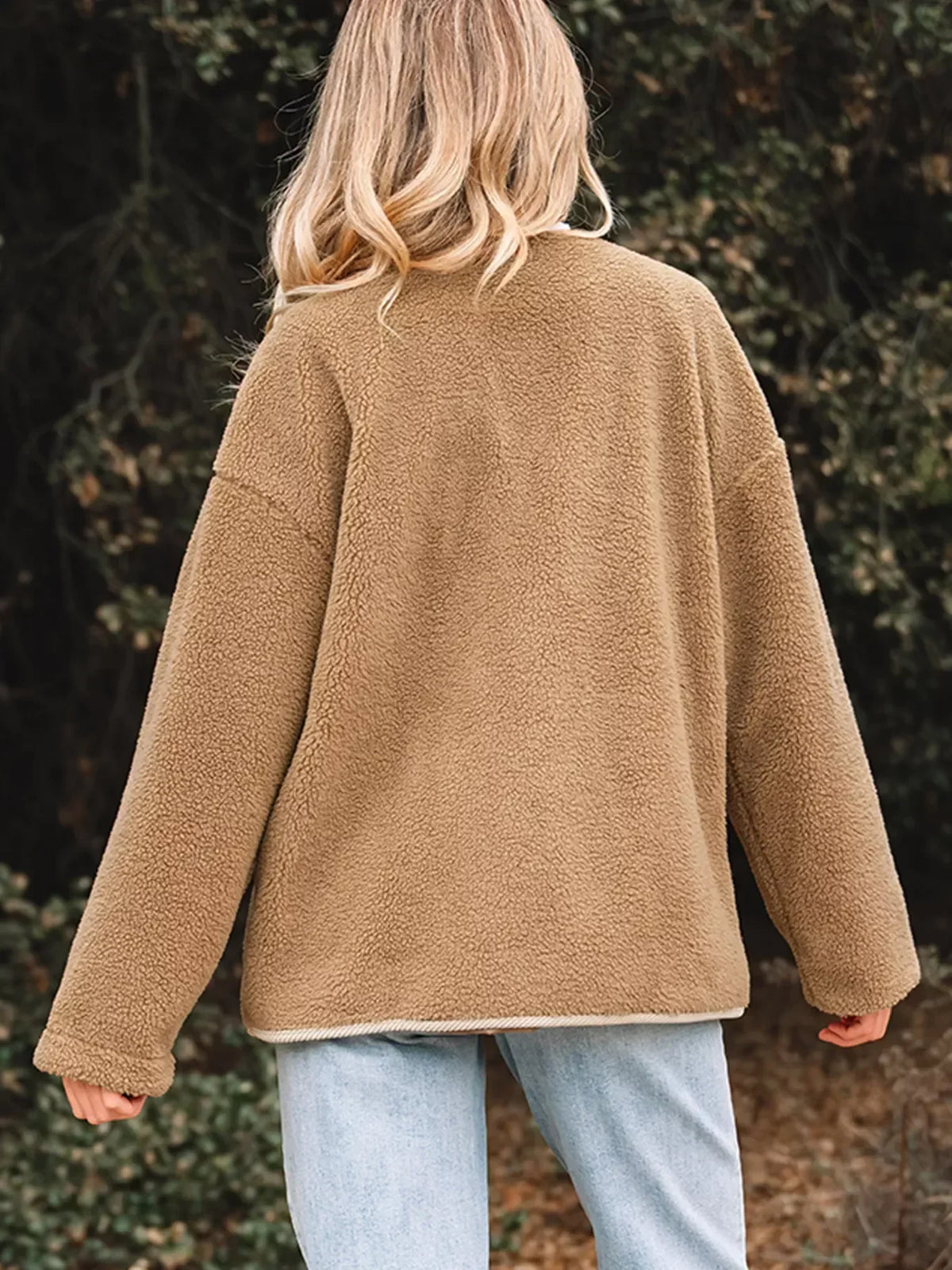 Women's Fluffy Winter Teddy Jacket Pockets Button-Front