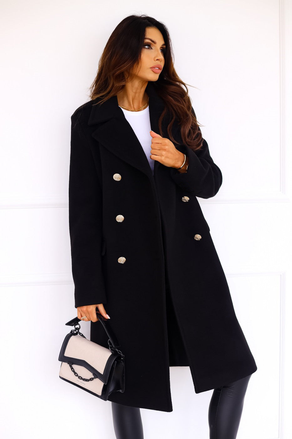 Women's Double-Breasted Long Coat Relaxed-Fit