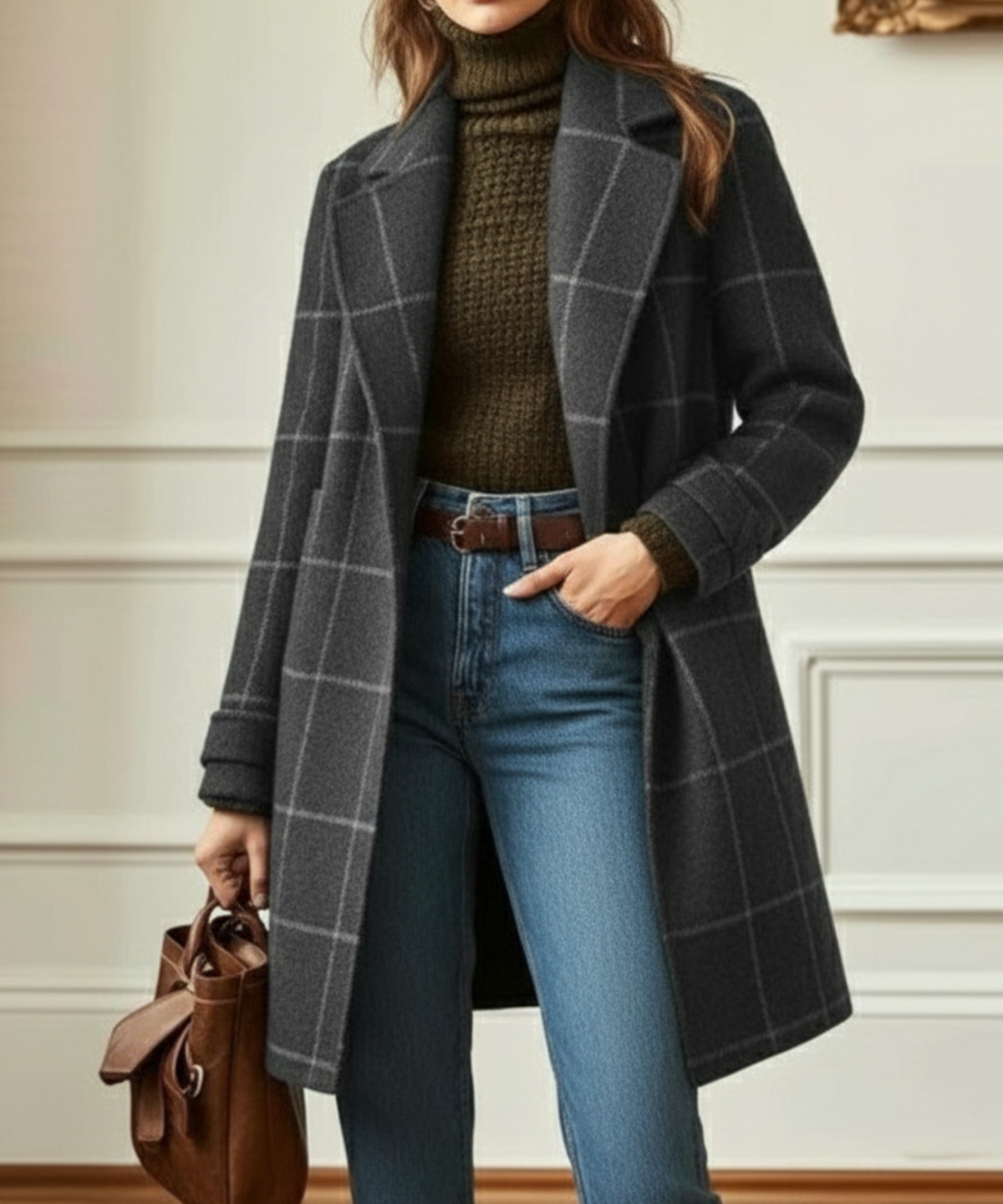 Women's Long Coat Button-Front