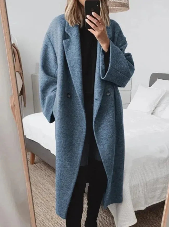 Women's Oversized Double-Breasted Long Coat
