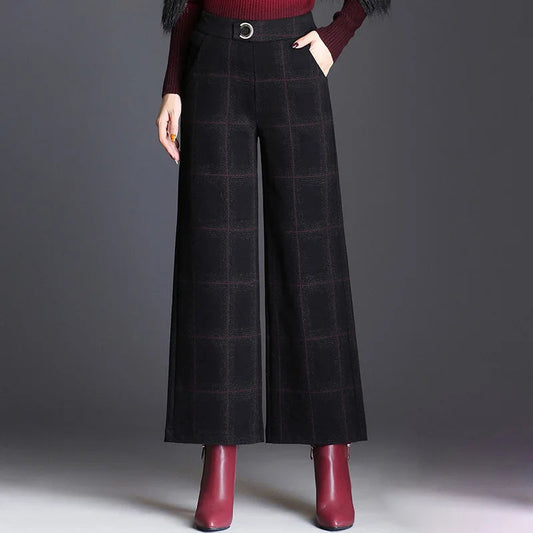 Women's Check Wide-Leg Trousers