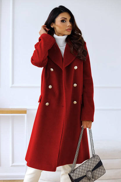Women's Double-Breasted Long Coat Relaxed-Fit