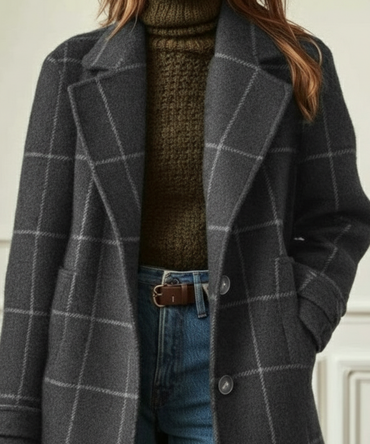 Women's Long Coat Button-Front