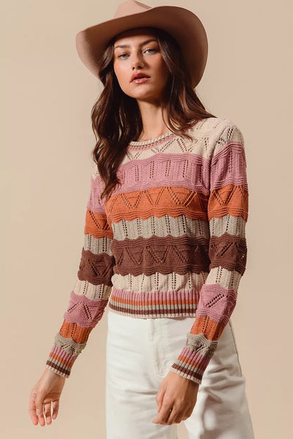 Women's Striped Knitted Jumper Relaxed-Fit