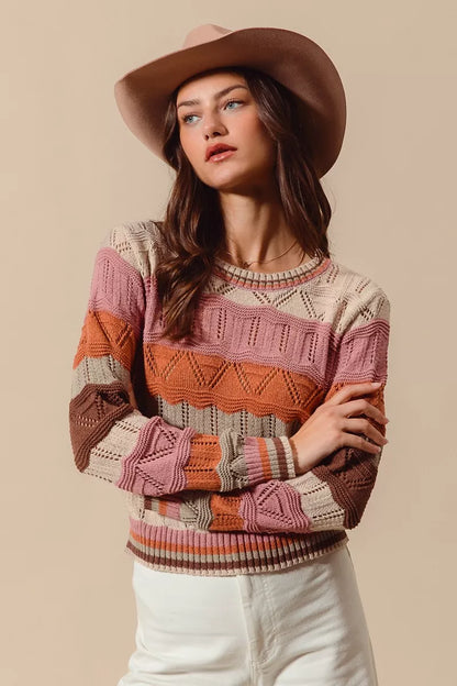 Women's Striped Knitted Jumper Relaxed-Fit