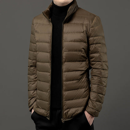 Men's Quilted Stand Collar Winter Puffer Jacket Lightweight Slim-Fit