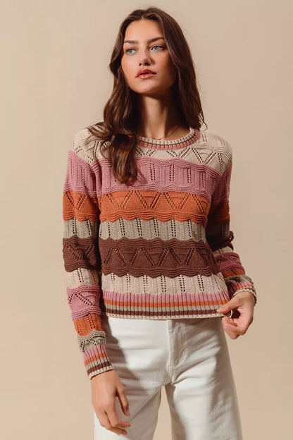 Women's Striped Knitted Jumper Relaxed-Fit