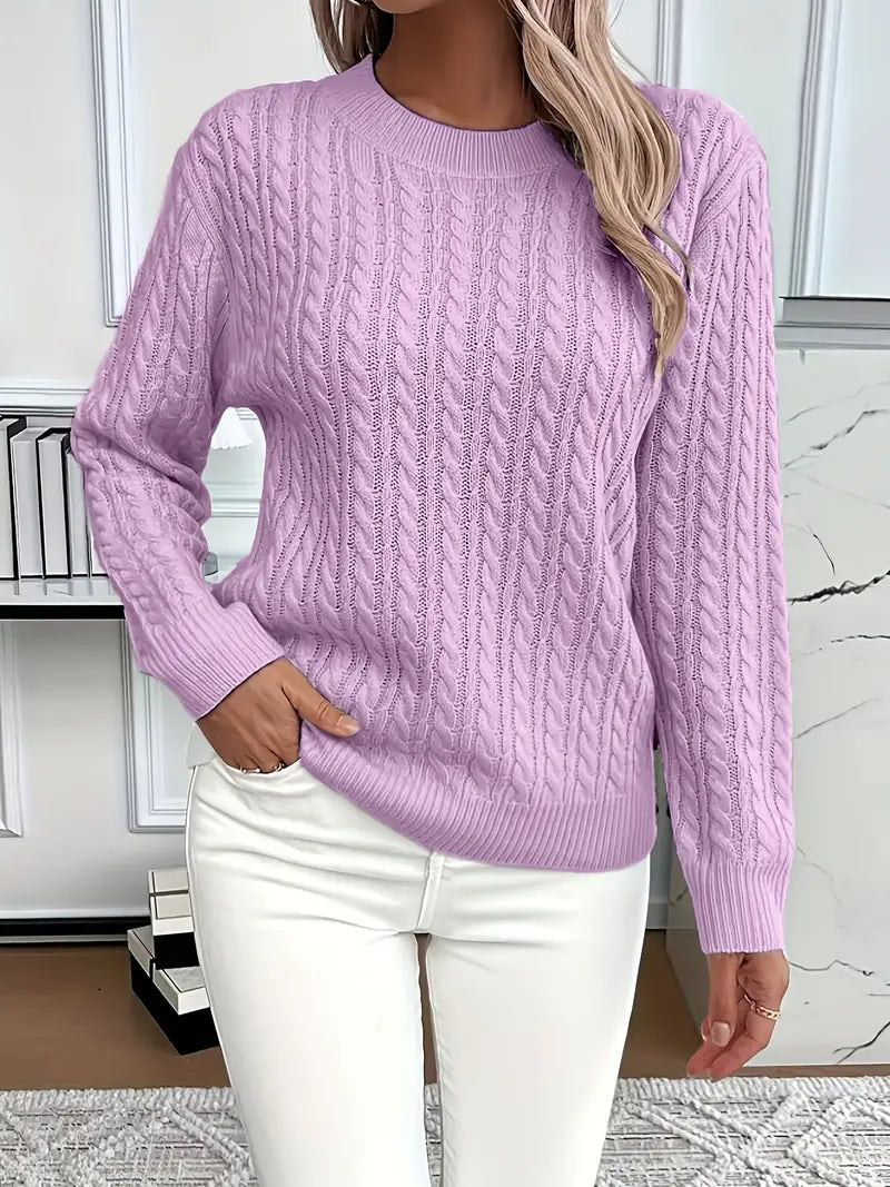 Women's Cable Knit Jumper Relaxed-Fit
