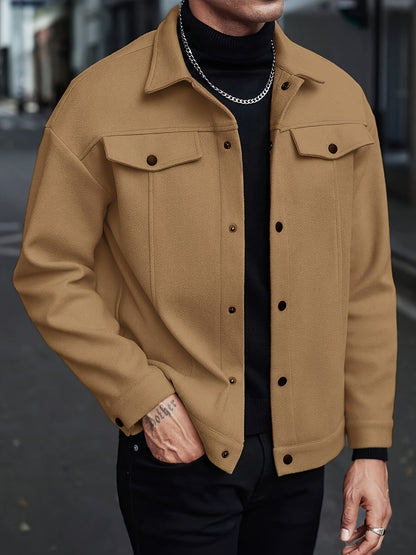 Men's Shirt Jacket Overshirt Pockets Relaxed-Fit