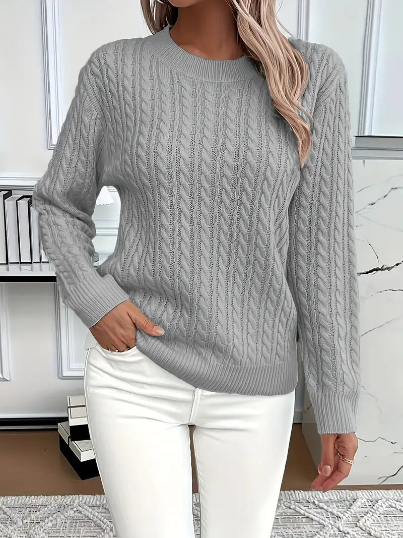 Women's Cable Knit Jumper Relaxed-Fit