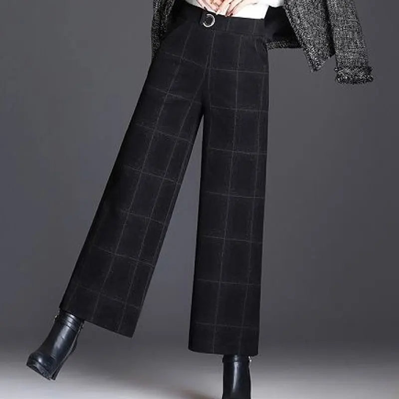Women's Check Wide-Leg Trousers