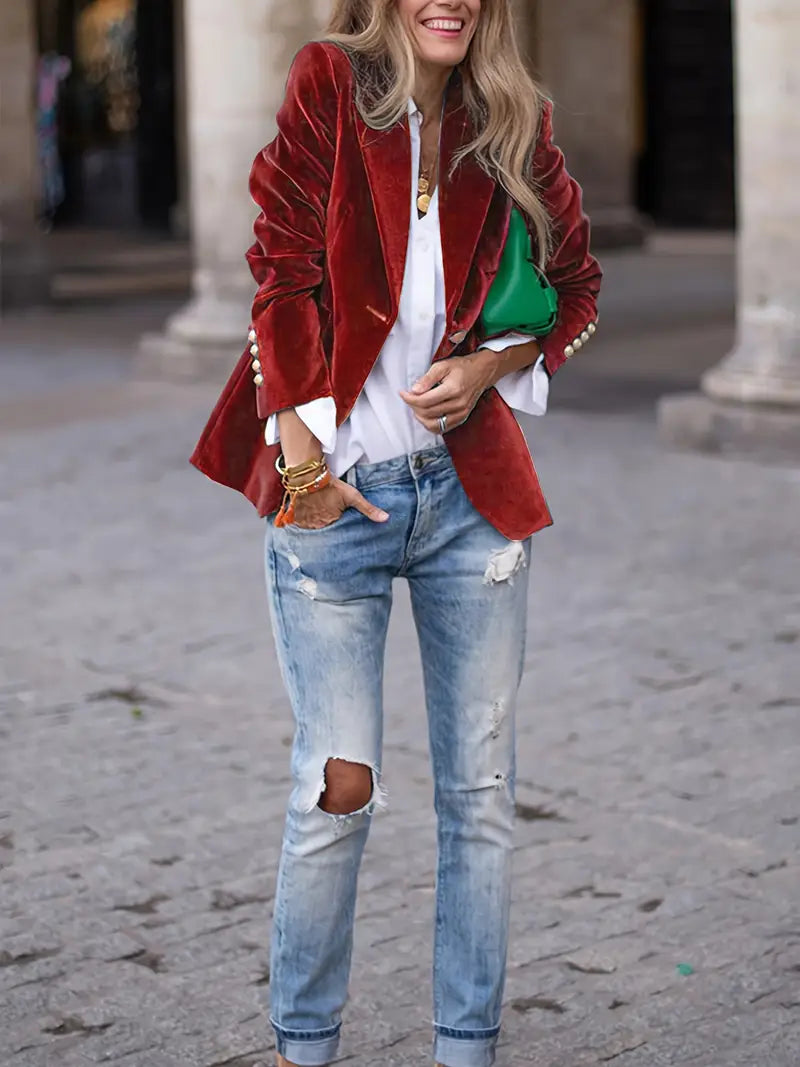 Women's Single-Button Closure Work Blazer