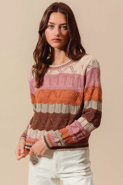 Women's Striped Knitted Jumper Relaxed-Fit