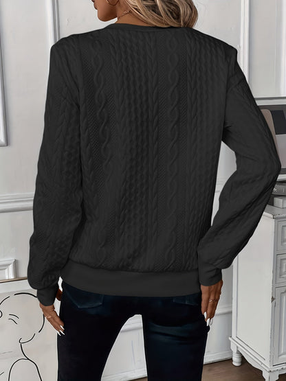 Women's Zip-Up Cable Knit Jumper Relaxed-Fit