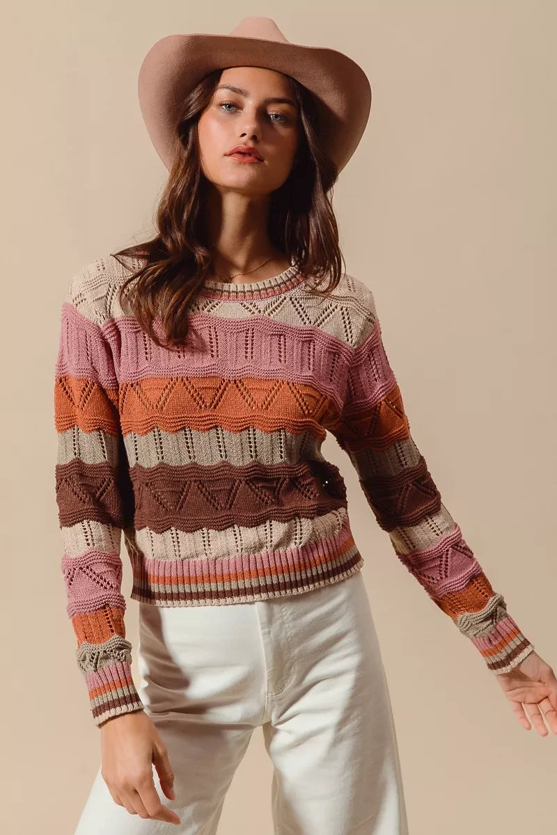 Women's Striped Knitted Jumper Relaxed-Fit