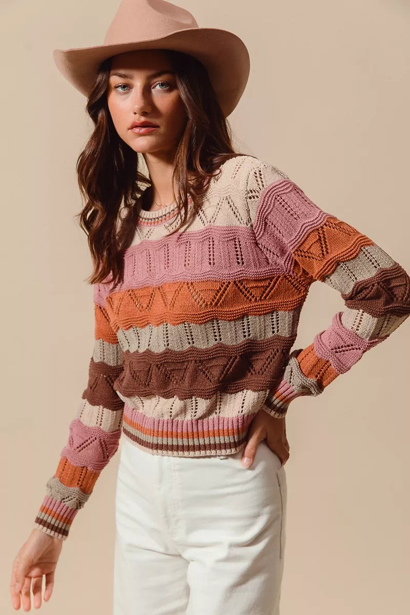 Women's Striped Knitted Jumper Relaxed-Fit