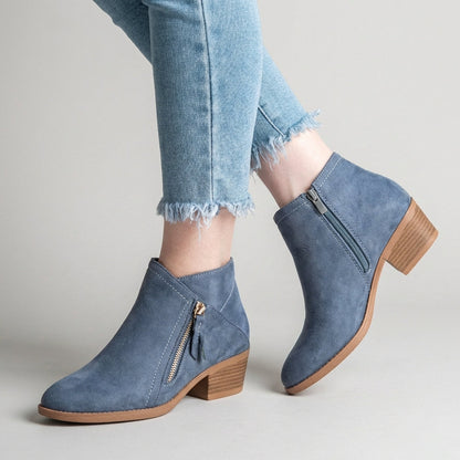 Women's Orthopaedic Side-Zip Heeled Ankle Boots Cushioned