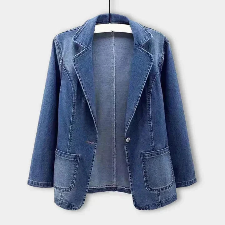 Women's Denim Work Blazer Jacket Lightweight