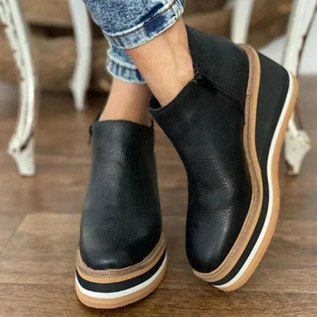 Women's Wide-Fit Wedge Ankle Boots Cushioned