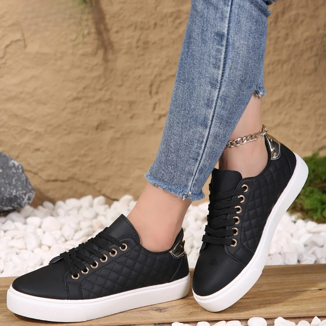 Women's Quilted Lace-Up Trainers