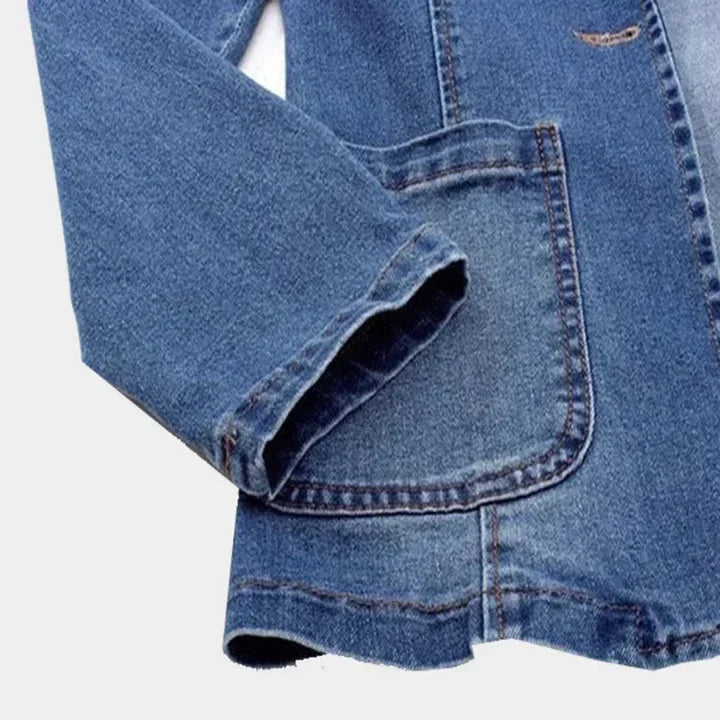 Women's Denim Work Blazer Jacket Lightweight