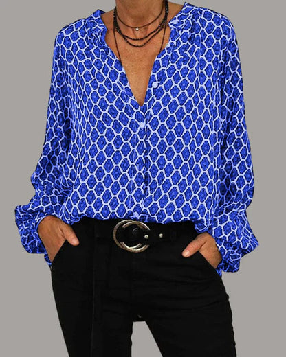Women's Printed Long-Sleeve Top Relaxed-Fit