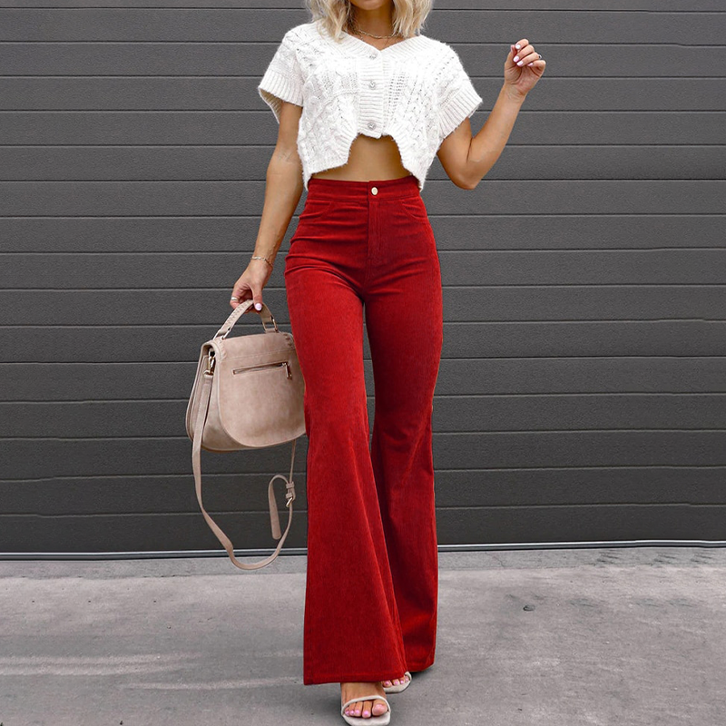 Women's High-Waisted Flared Trousers
