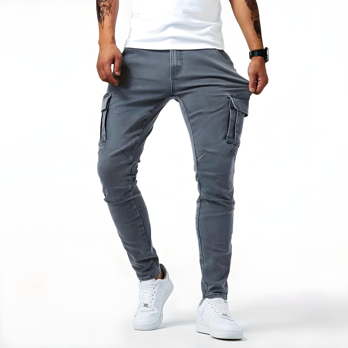 Men's Slim-Fit Multi-Pocket Cargo Trousers
