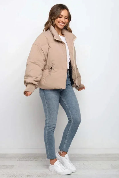 Women's Oversized Chunky Winter Puffer Jacket Stand Collar