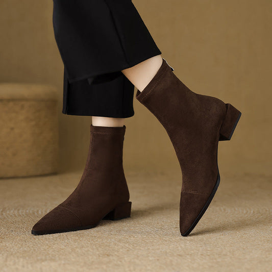 Women's Pointed-Toe Heeled Ankle Boots Cushioned