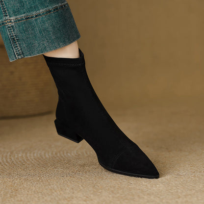 Women's Pointed-Toe Heeled Ankle Boots Cushioned