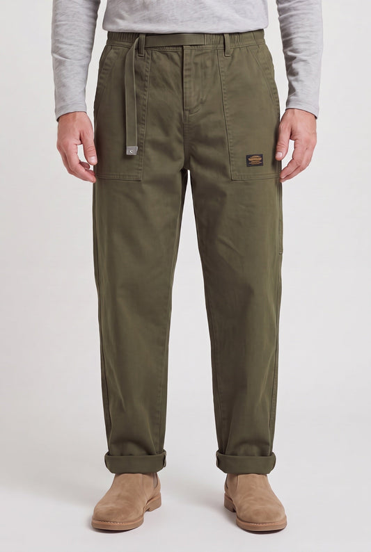 Men's Elastic Waist Cargo Trousers Pockets