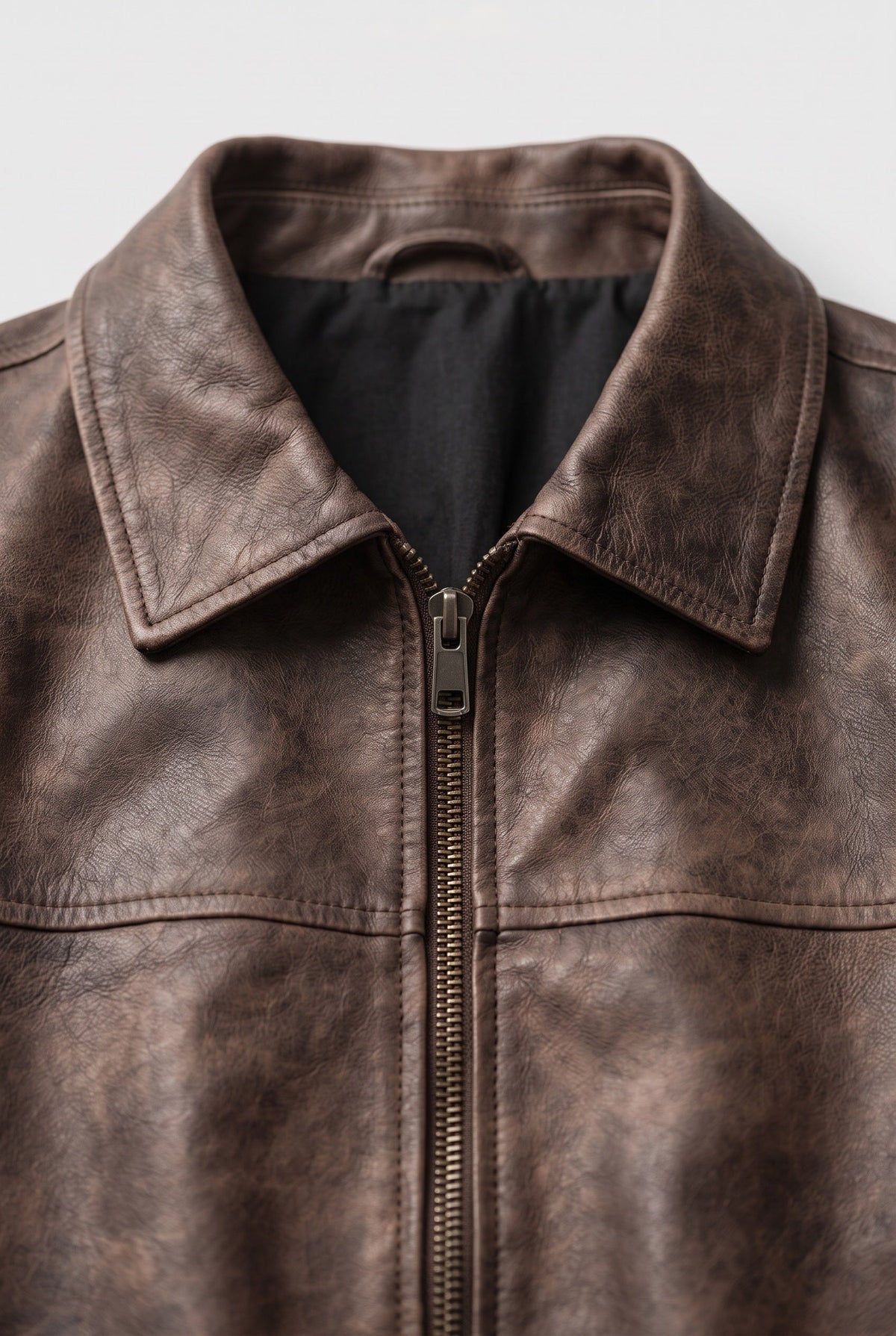 Men's Leather Jacket Side Pockets Lightweight