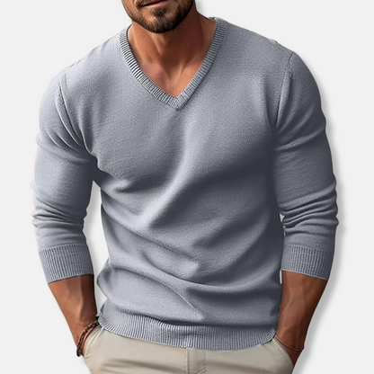 Men's V-Neck Knit Jumper Slim-Fit