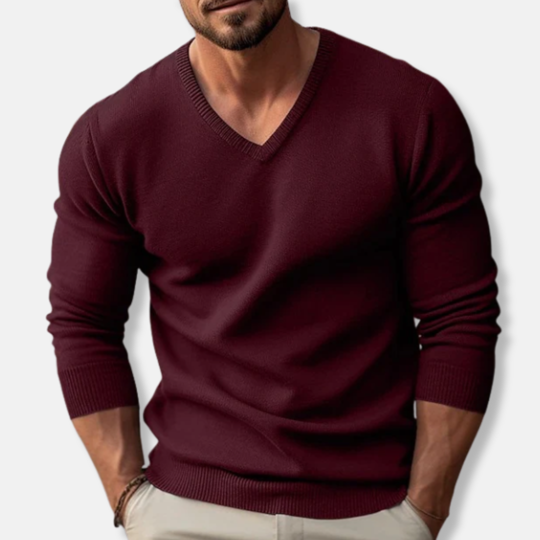Men's V-Neck Knit Jumper Slim-Fit