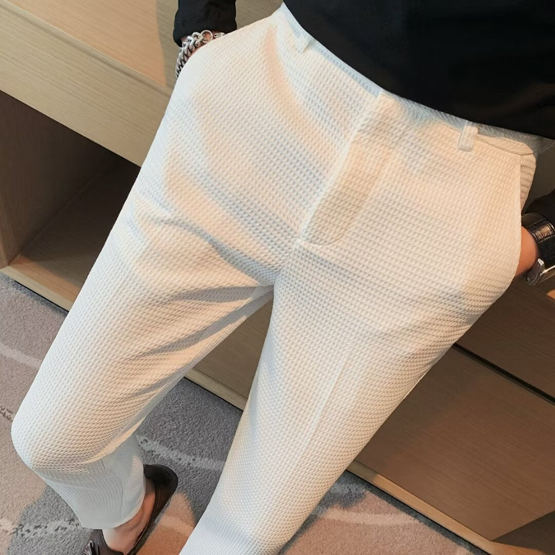 Men's Slim-Fit Textured Trousers