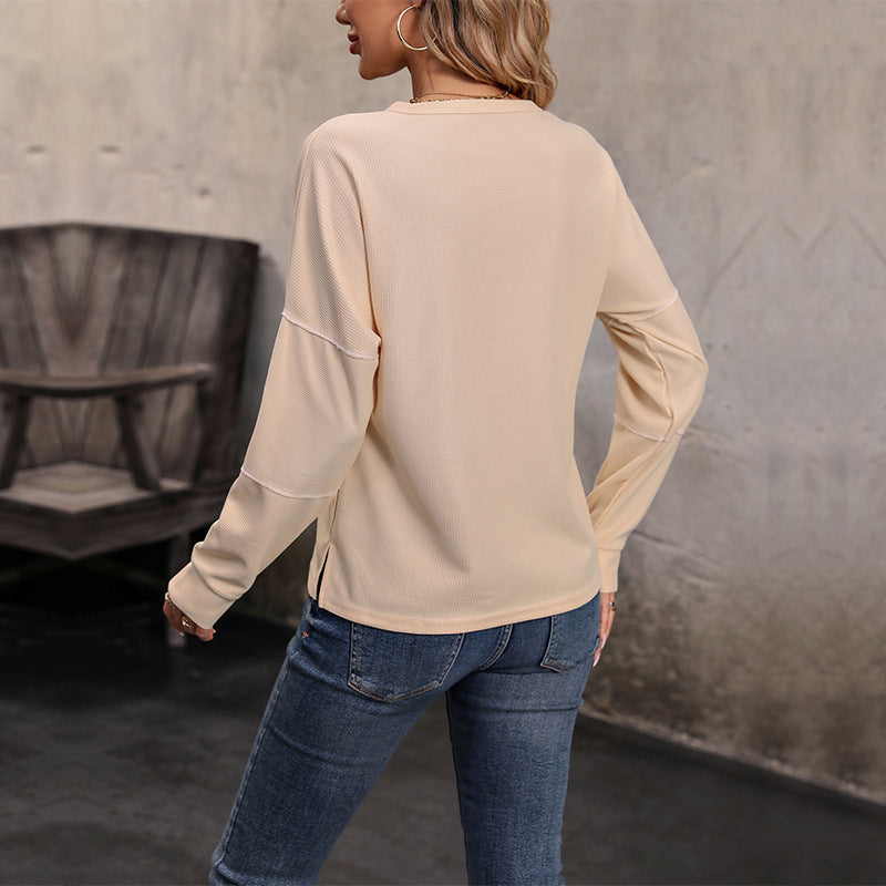 Women's Long-Sleeve Top Side Slit Relaxed-Fit