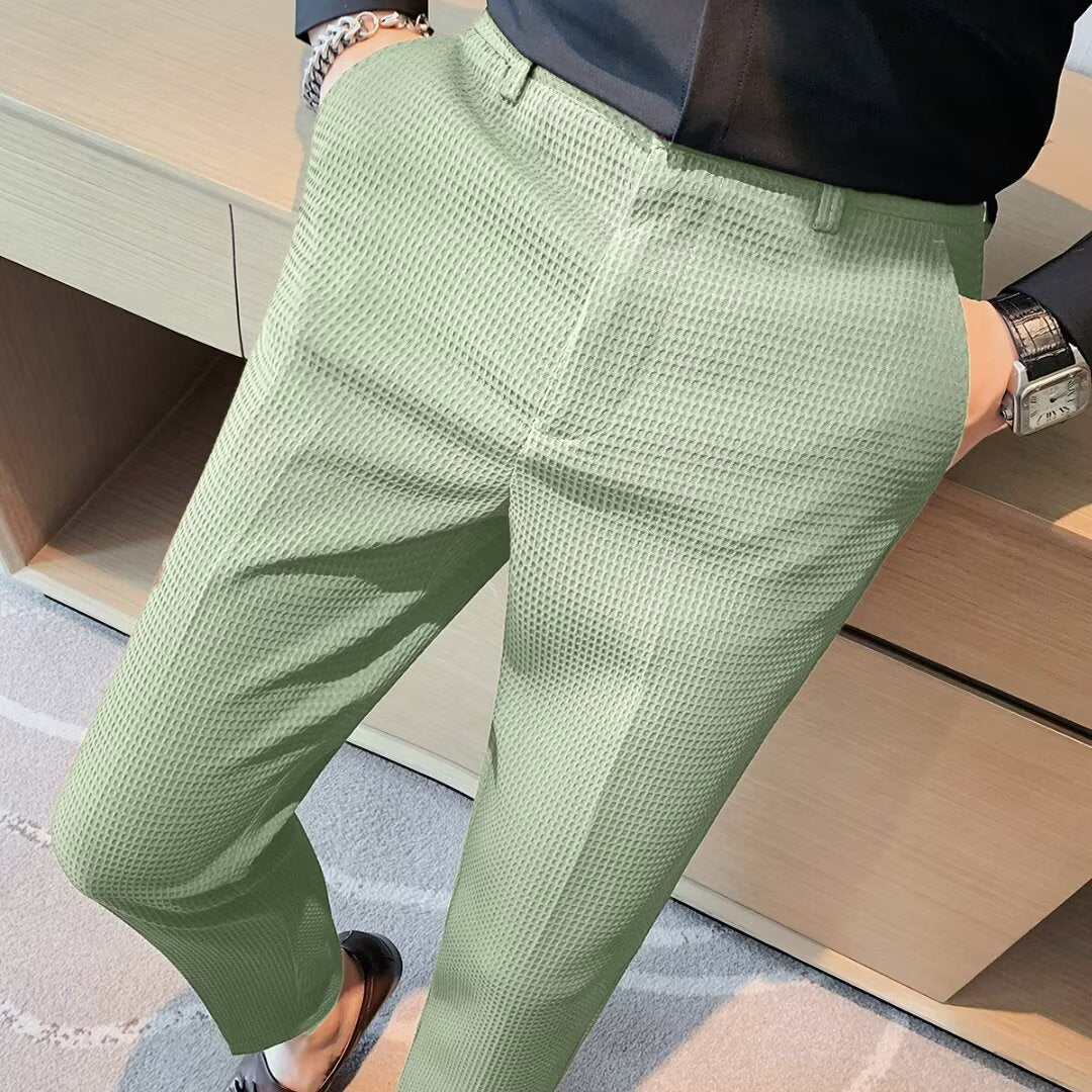 Men's Slim-Fit Textured Trousers