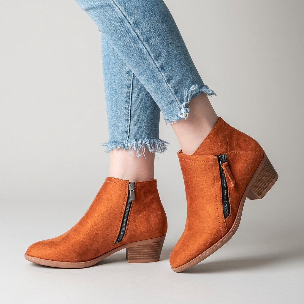 Women's Orthopaedic Side-Zip Heeled Ankle Boots Cushioned
